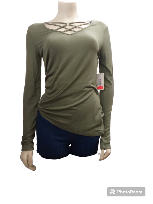 Ladies blouse, Long-sleeve, Cross neck