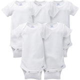 5-Pack white Short Sleeve Onesies® Bodysuits