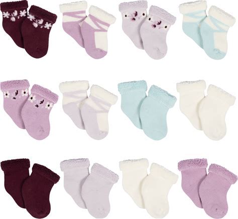 12-Pack Baby Girls Lavender Garden Wiggle Proof® Socks