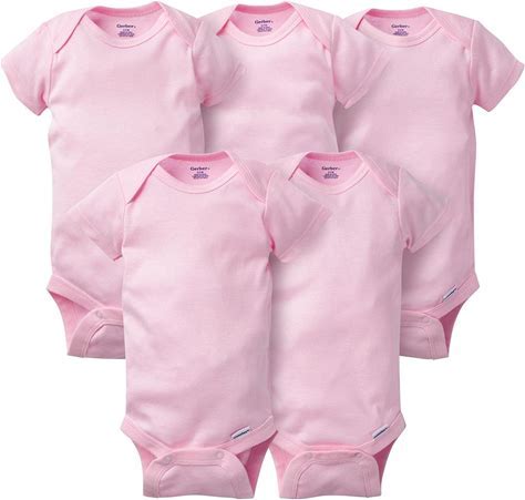 5-Pack Solid Pink Short Sleeve Onesies® Bodysuits